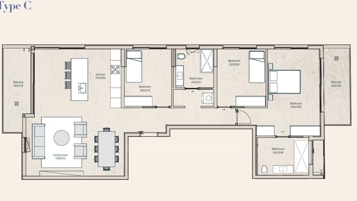Apartment 4 rooms Tel Aviv quarter of the sea 144-IBL-690