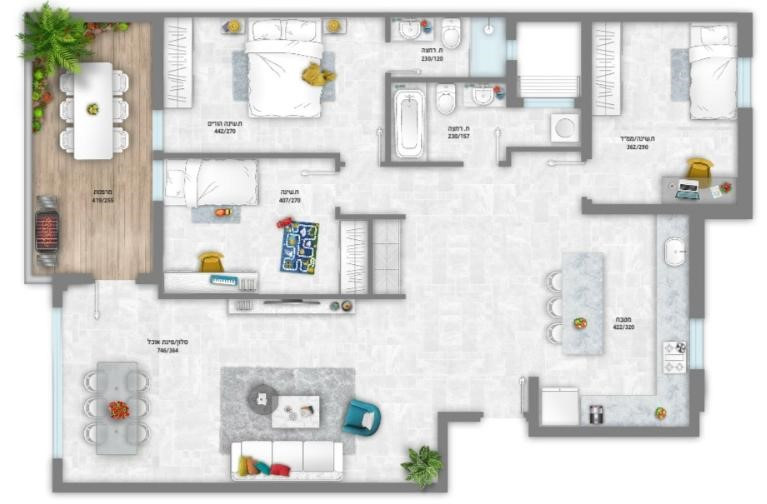 Appartement 4 pièces  Ashdod Alef 15-IBL-2947