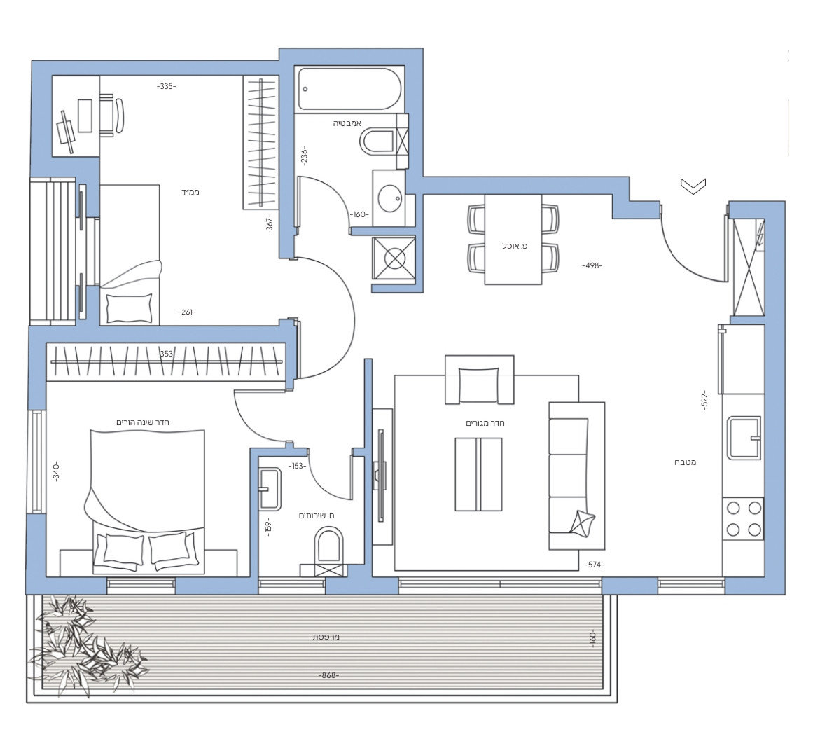 Appartement 3 pièces  Tel Aviv Dizengof 342-IBL-6628