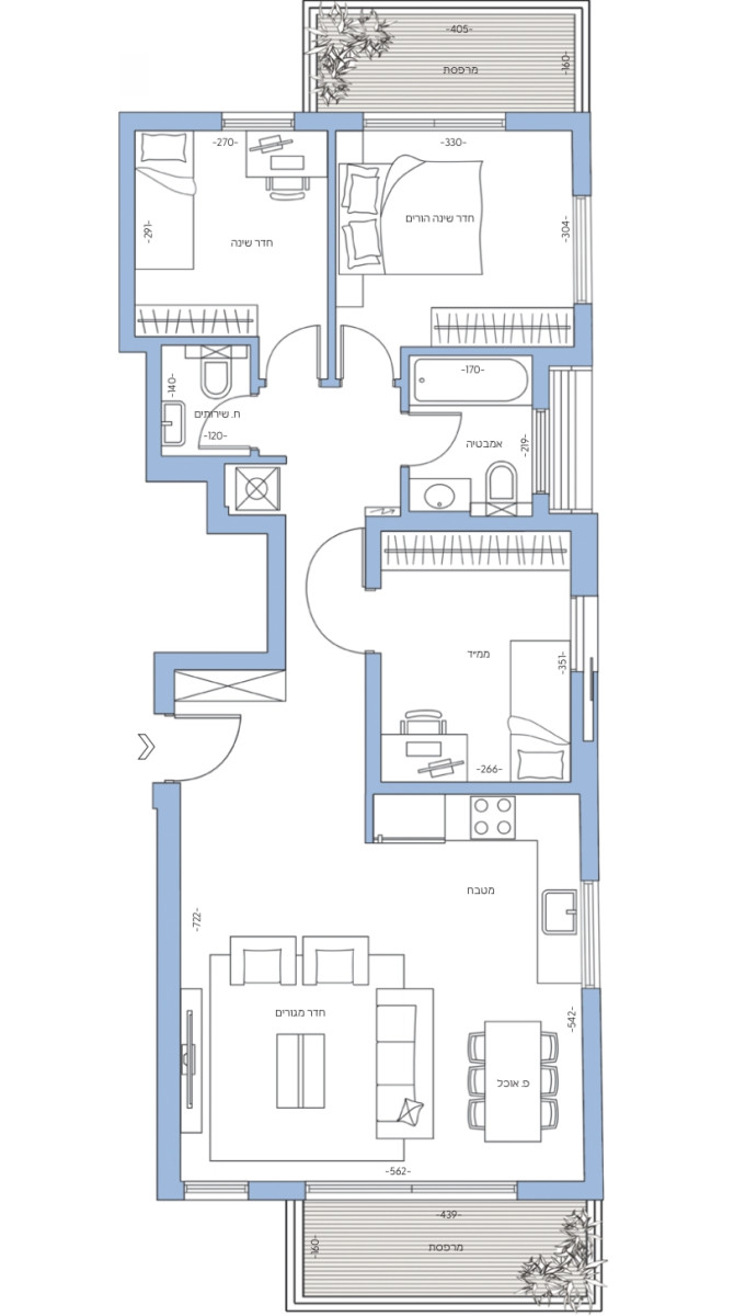 Appartement 3 pièces  Tel Aviv Dizengof 342-IBL-6628