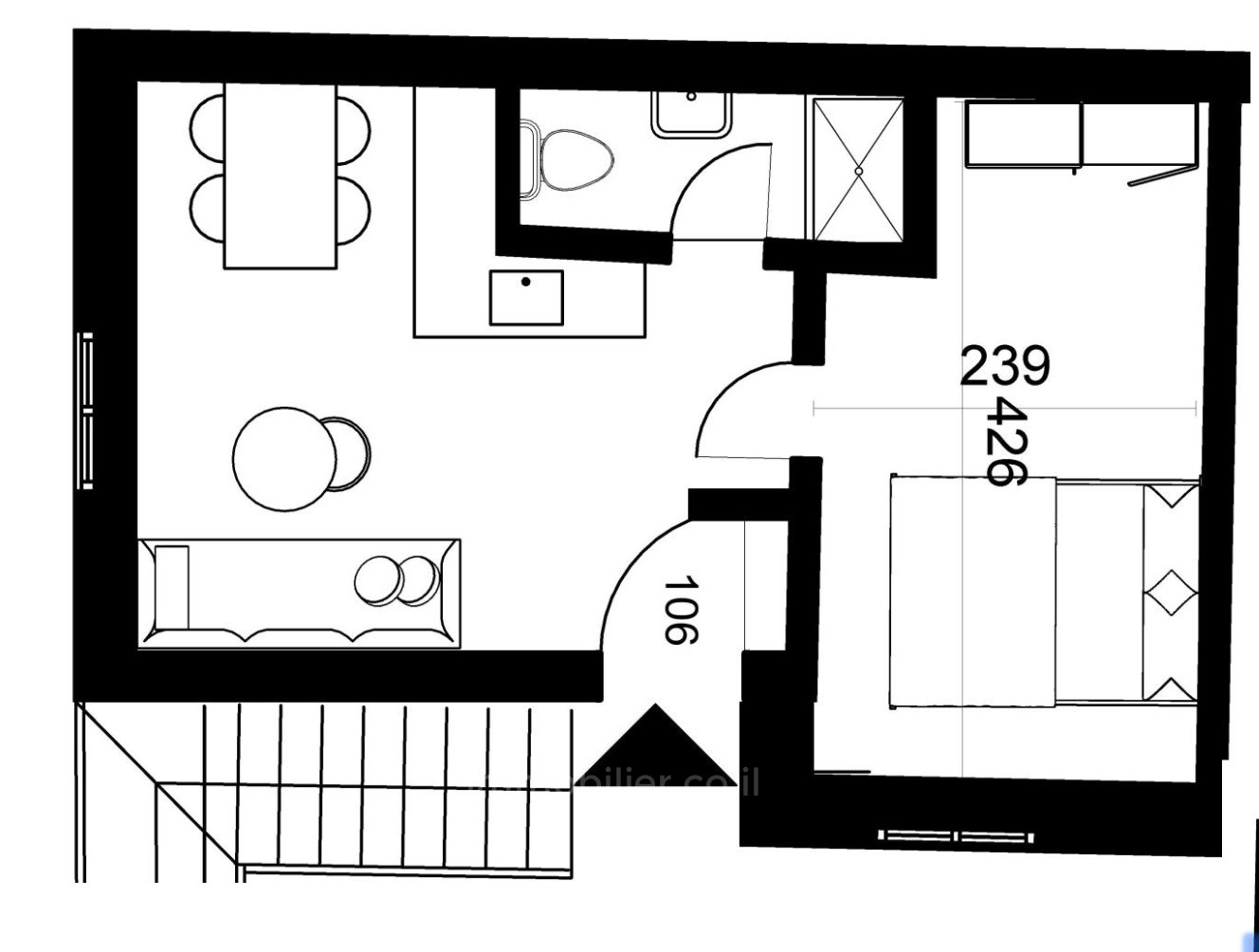 Appartement 2 pièces  Jerusalem Centre Ville 606-IBL-32