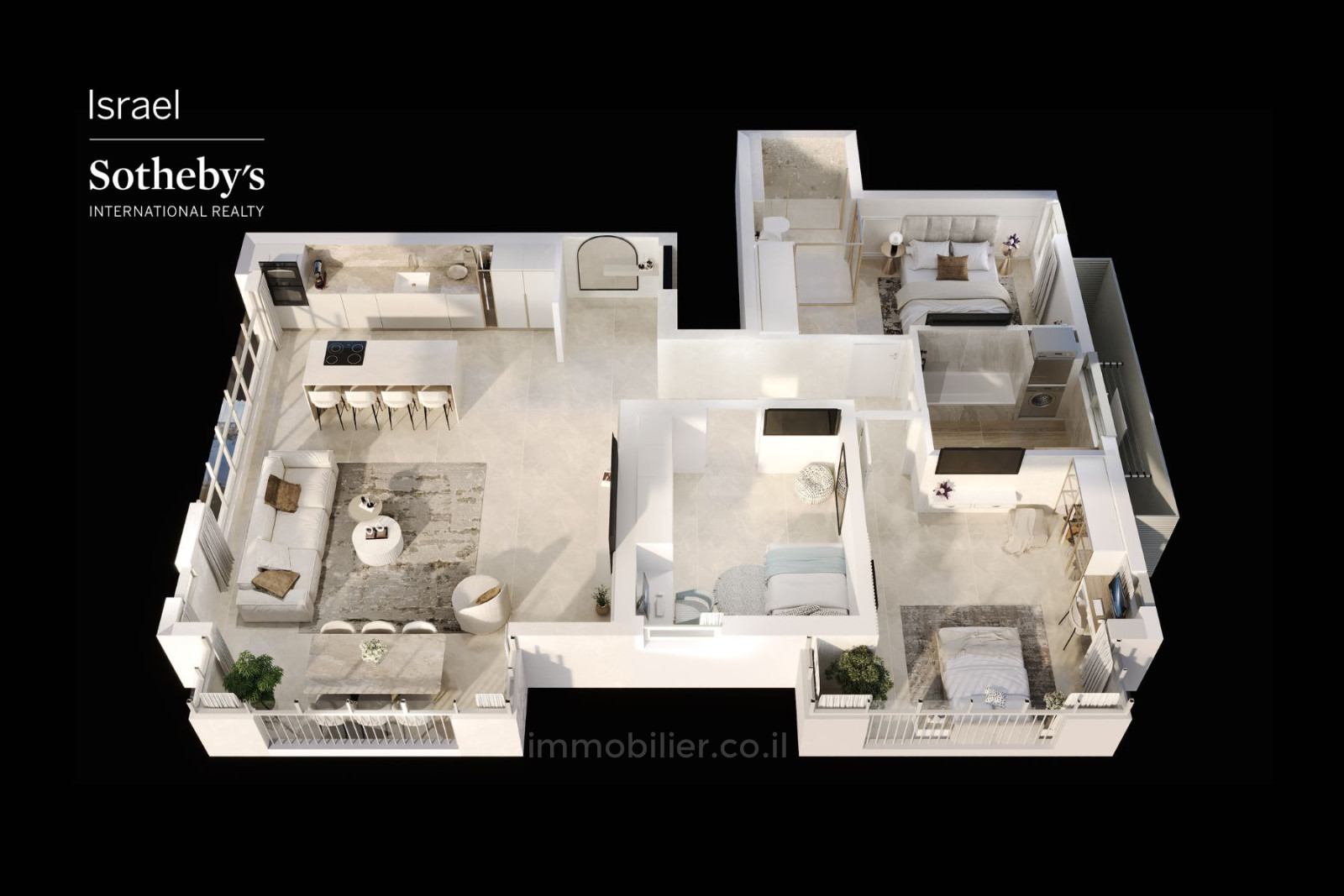 Appartement 4 pièces  Tel Aviv 1ere ligne mer 651-IBL-35