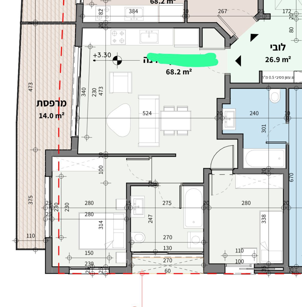 Apartment 3 rooms Tel Aviv Hatsafon hayachan 804-IBL-62