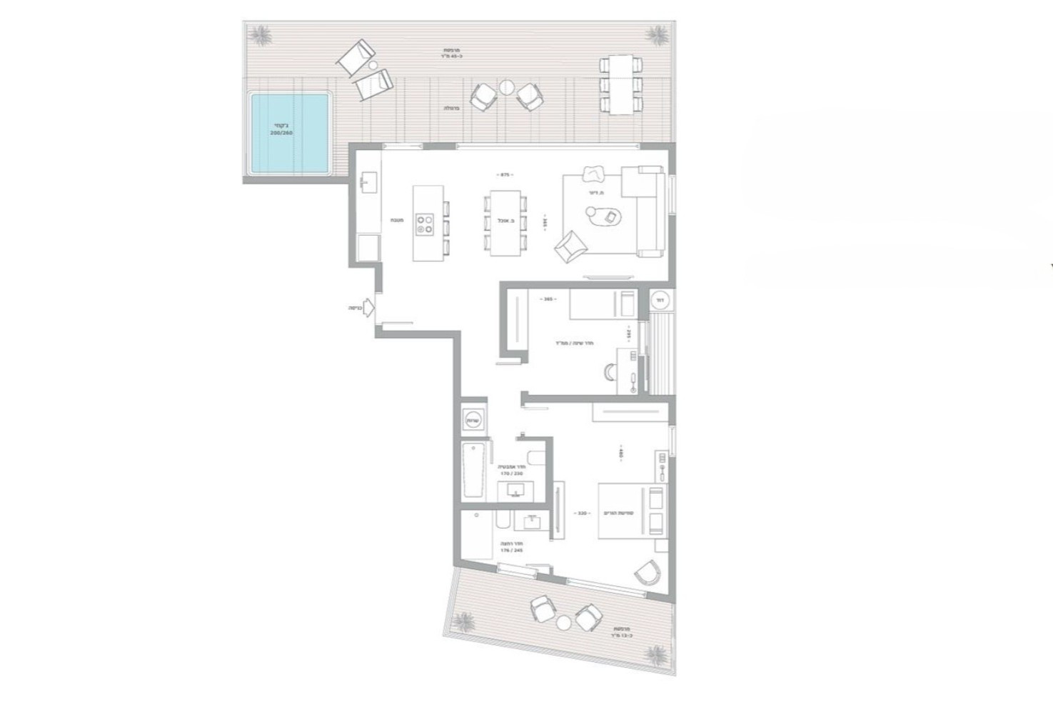 Penthouse 3 pièces  Tel Aviv Neve Tsedek 828-IBL-130